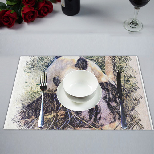 Impressivet Animal - Panda by JamColors Placemat 14’’ x 19’’ (Two Pieces)