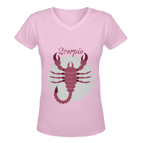 Scorpio pink Women's Deep V-neck T-shirt (Model T19)