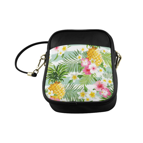 Tropical Pineapple Floral Hibiscus Watercolor Sling Bag (Model 1627)