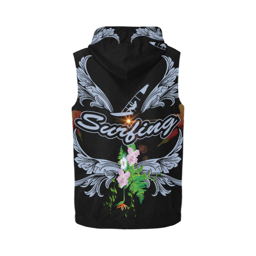 Sport, surfing with damask All Over Print Sleeveless Zip Up Hoodie for Men (Model H16)