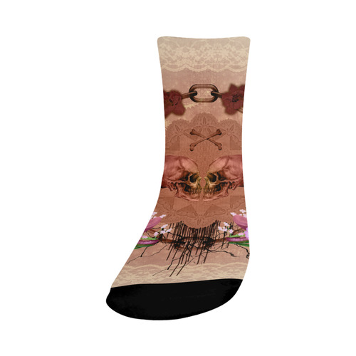 Awesome skulls with flowres Crew Socks