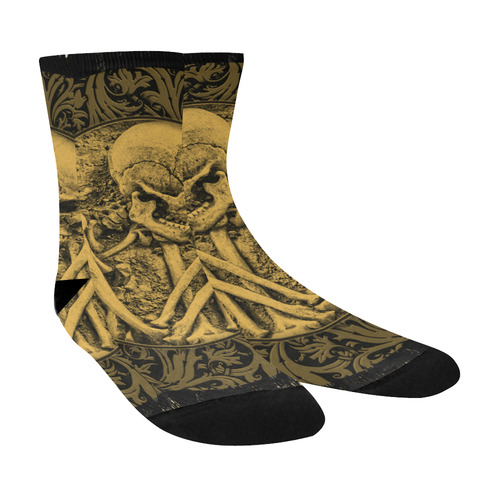 The skeleton in a round button with flowers Crew Socks