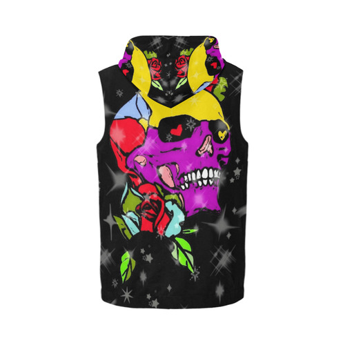 Stars Skull  by Popart Lover All Over Print Sleeveless Zip Up Hoodie for Men (Model H16)