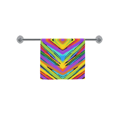 psychedelic geometric graffiti square pattern abstract in blue purple pink yellow green Custom Towel 16"x28"