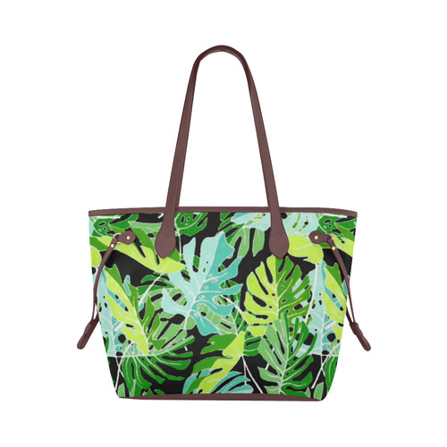 Tropical Leaves Floral Pattern Clover Canvas Tote Bag (Model 1661)