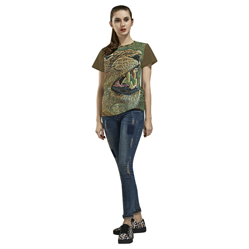 CAMOUFLAGE LION OR LIONESS All Over Print T-Shirt for Women (USA Size) (Model T40)