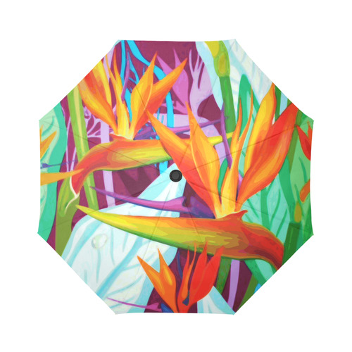 Tropical Colorful Floral Auto-Foldable Umbrella (Model U04)