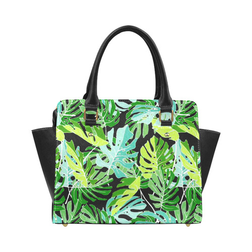 Tropical Leaves Floral Pattern Classic Shoulder Handbag (Model 1653)