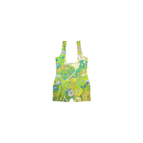 floral 1 in green and blue Classic One Piece Swimwear (Model S03)