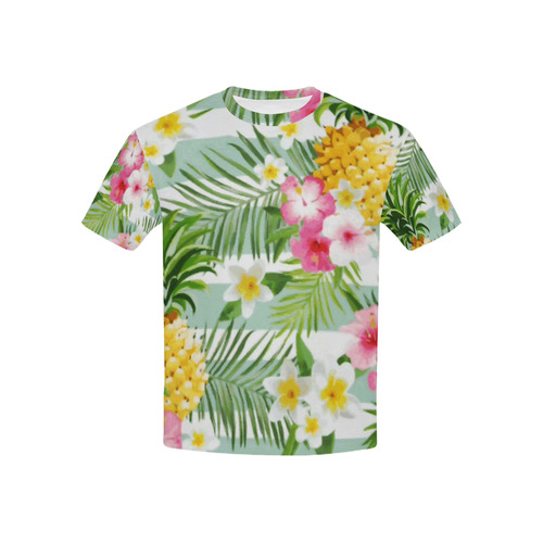 Tropical Pineapple Floral Hibiscus Watercolor Kids' All Over Print T-shirt (USA Size) (Model T40)