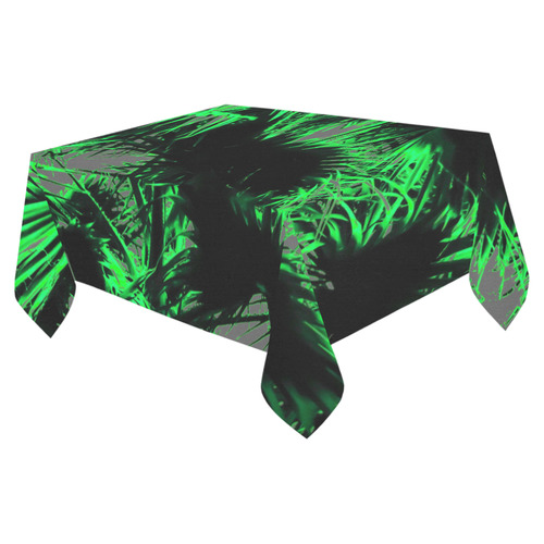 green palm leaves texture abstract background Cotton Linen Tablecloth 52"x 70"