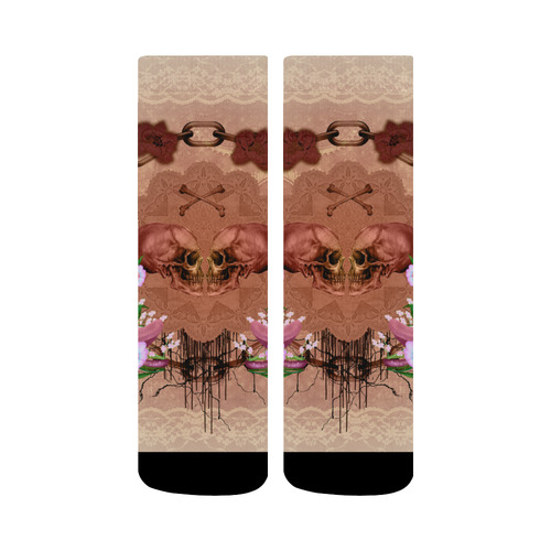 Awesome skulls with flowres Crew Socks