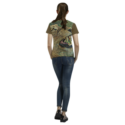 CAMOUFLAGE LION OR LIONESS All Over Print T-Shirt for Women (USA Size) (Model T40)