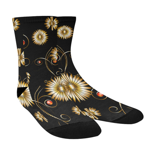 Flowers in golden colors Crew Socks