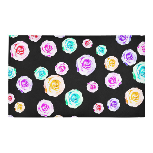 colorful roses in pink purple green yellow with black background Azalea Doormat 30" x 18" (Sponge Material)