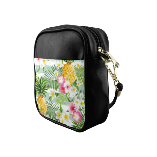 Tropical Pineapple Floral Hibiscus Watercolor Sling Bag (Model 1627)