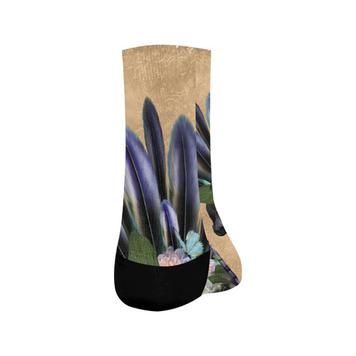 Cool skull with feathers and flowers Crew Socks