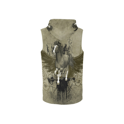 Wild horse with wings All Over Print Sleeveless Zip Up Hoodie for Women (Model H16)