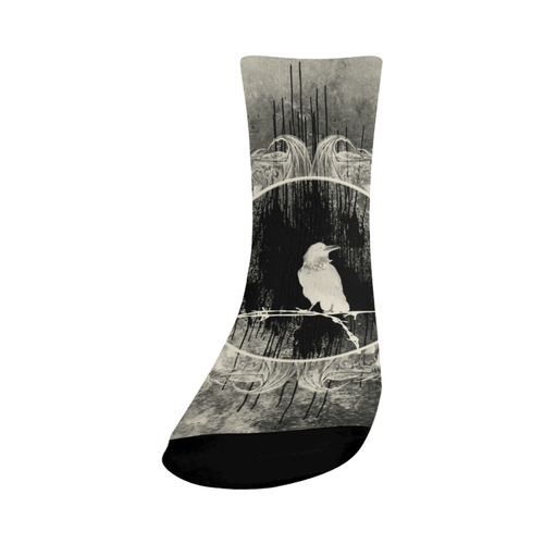 The crow with flowers, vintage design Crew Socks