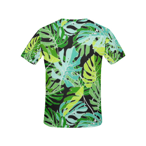 Tropical Leaves Floral Pattern All Over Print T-Shirt for Women (USA Size) (Model T40)