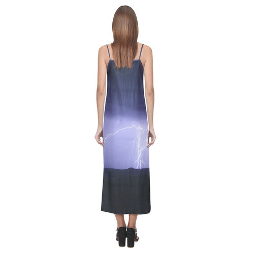 purple wrath V-Neck Open Fork Long Dress(Model D18)