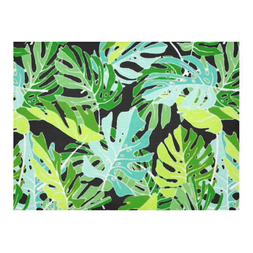 Tropical Leaves Floral Pattern Cotton Linen Tablecloth 52"x 70"