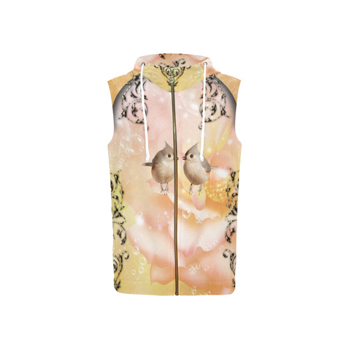 Cute little birds All Over Print Sleeveless Zip Up Hoodie for Women (Model H16)