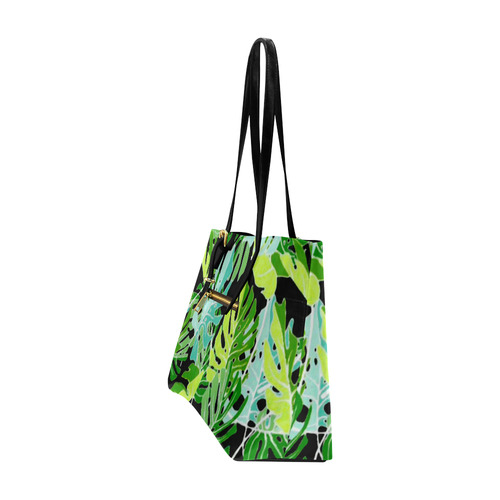 Tropical Leaves Floral Pattern Euramerican Tote Bag/Large (Model 1656)