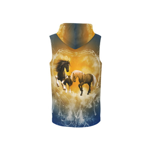 Horses with heart made of water All Over Print Sleeveless Zip Up Hoodie for Women (Model H16)