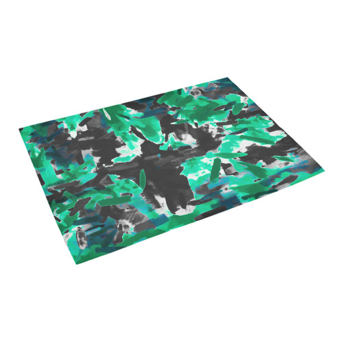 psychedelic vintage camouflage painting texture abstract in green and black Azalea Doormat 24" x 16" (Sponge Material)