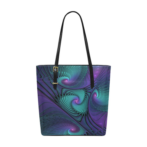 Purple meets Turquoise modern abstract Fractal Art Euramerican Tote Bag/Small (Model 1655)
