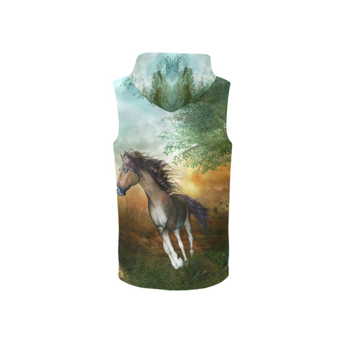 Wonderful running horse All Over Print Sleeveless Zip Up Hoodie for Women (Model H16)