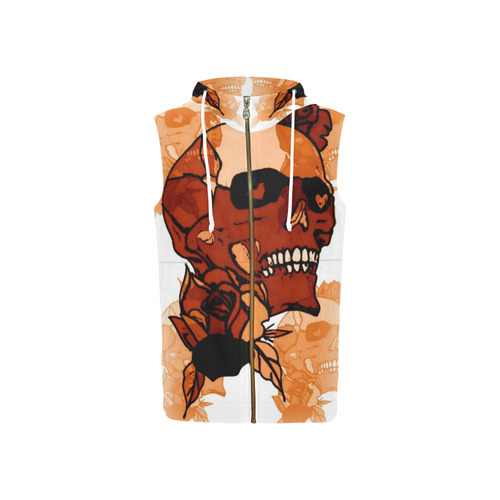 Retro Skull by Popart Lover All Over Print Sleeveless Zip Up Hoodie for Women (Model H16)