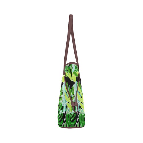 Tropical Leaves Floral Pattern Clover Canvas Tote Bag (Model 1661)