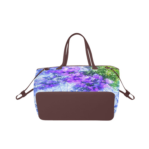 Blossoming Jacaranda Tree Floral Watercolor Clover Canvas Tote Bag (Model 1661)