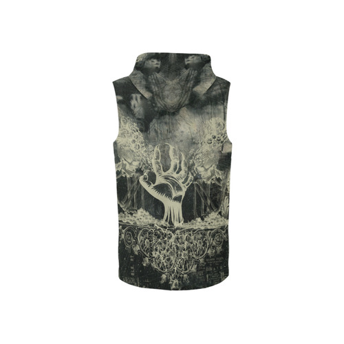 The dark side, skulls All Over Print Sleeveless Zip Up Hoodie for Women (Model H16)