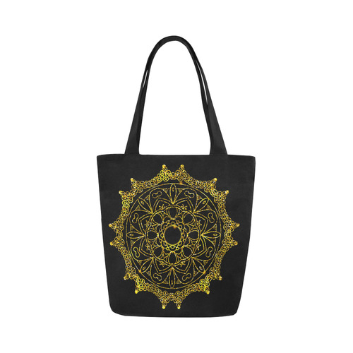 Gold Floral Mandala Canvas Tote Bag (Model 1657)