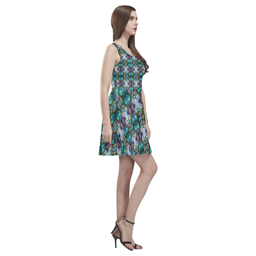 Tessellation Abstractica Mosaic 11 Thea Sleeveless Skater Dress(Model D19)