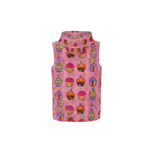 Cupcake by Nico Bielow All Over Print Sleeveless Zip Up Hoodie for Kid (Model H16)