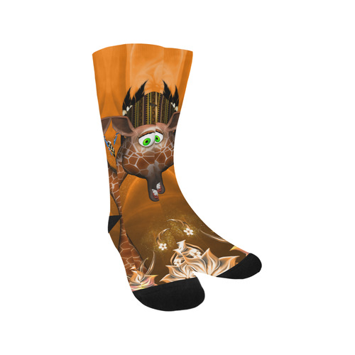 Funny giraffe with feathers Trouser Socks