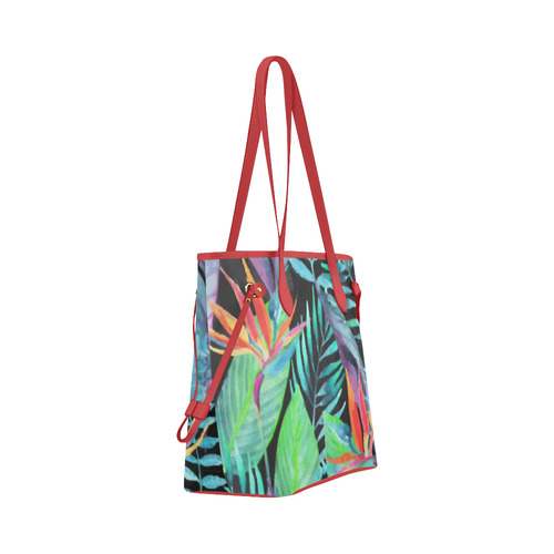 Tropical Bird of Paradise Floral Watercolor Clover Canvas Tote Bag (Model 1661)