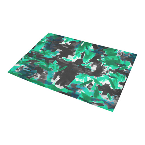 psychedelic vintage camouflage painting texture abstract in green and black Azalea Doormat 24" x 16" (Sponge Material)