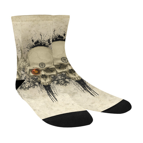 Amazing skull with wings,red eye Crew Socks