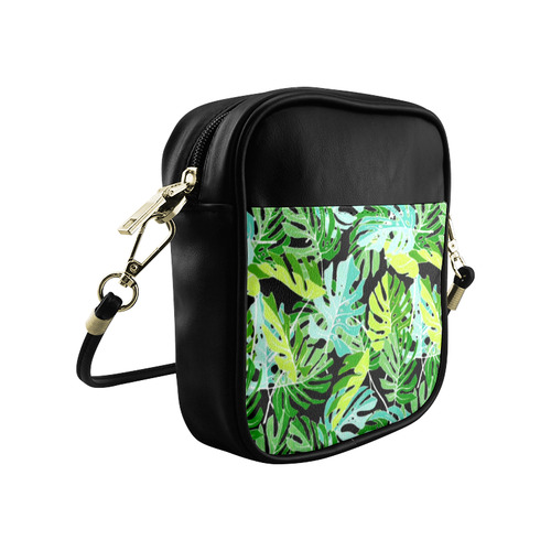 Tropical Leaves Floral Pattern Sling Bag (Model 1627)