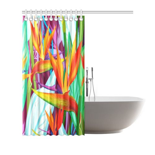 Tropical Colorful Floral Shower Curtain 72"x72"