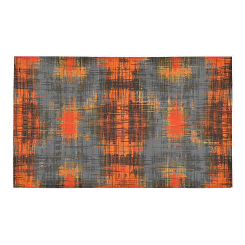 vintage geometric plaid pattern abstract in orange brown black Azalea Doormat 30" x 18" (Sponge Material)