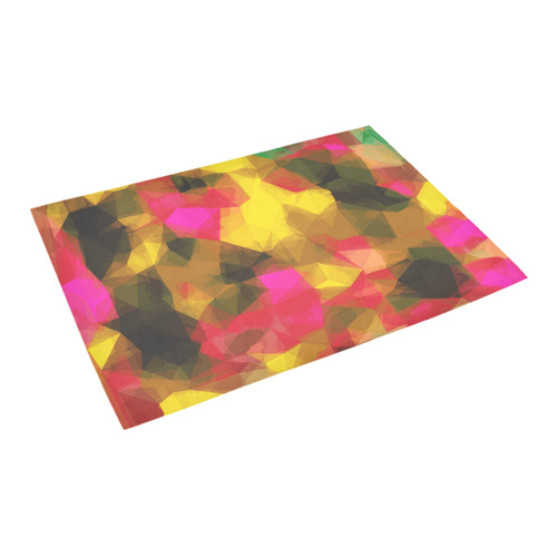 psychedelic geometric polygon shape pattern abstract in pink yellow green Azalea Doormat 24" x 16" (Sponge Material)