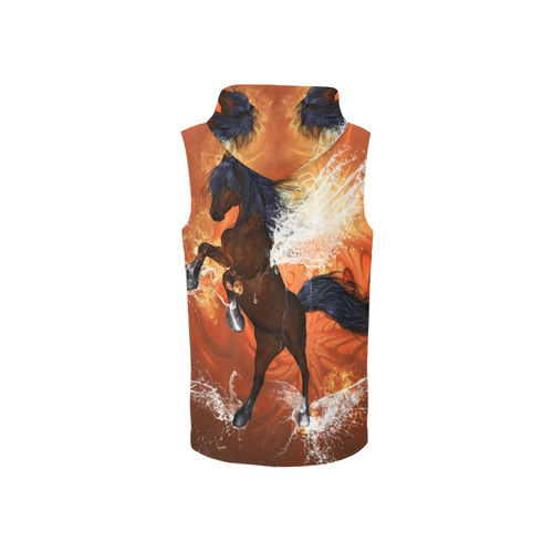 Horse with water wngs All Over Print Sleeveless Zip Up Hoodie for Women (Model H16)