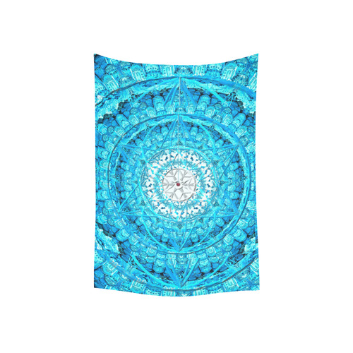Protection from Jerusalem in blue Cotton Linen Wall Tapestry 40"x 60"
