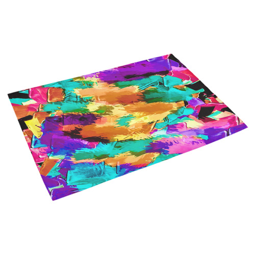 psychedelic splash painting texture abstract background in pink green purple yellow brown Azalea Doormat 30" x 18" (Sponge Material)